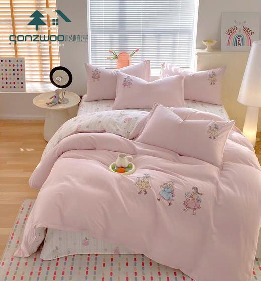 松植屋新品双层纱贴布刺绣四件套全棉有氧双层纱A类婴儿级裸睡标准，呵护你的每一寸肌肤 商品图9