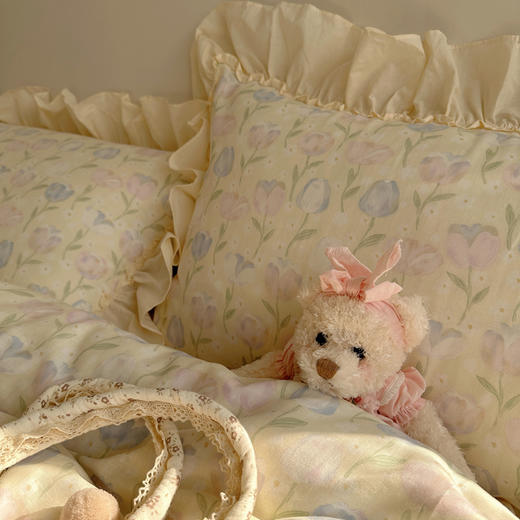 顶柔花边小碎花双层纱四件套-TJ1672 商品图5