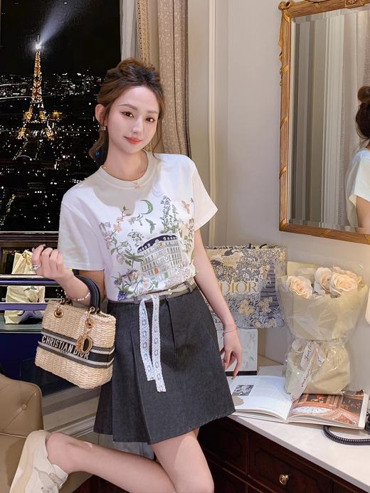 张心子【莫奈花园】夏款圆领设计感短袖T恤上衣 U2503028 商品图3