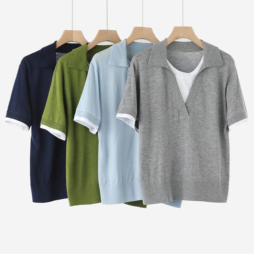 【高品质私服】【假两件POLO衫】混纺材质，舒适有型，透气性好JZ2516-CC 商品图0
