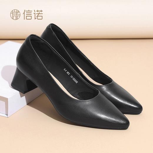 信诺真皮舒适女鞋2025新款浅口尖头通勤中年妈妈鞋软底工作鞋皮鞋X5C032-21 商品图7
