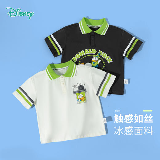 迪士尼【唐老鸭印花POLO衫】夏季新款男童透气短袖儿童运动休闲上衣T恤ZD2ES026 商品图3