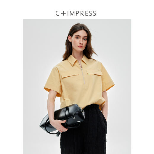 高密匹马棉松弛感宽松短袖衬衫/不对称分割伞摆半裙套装2025春CS2502023 商品图4