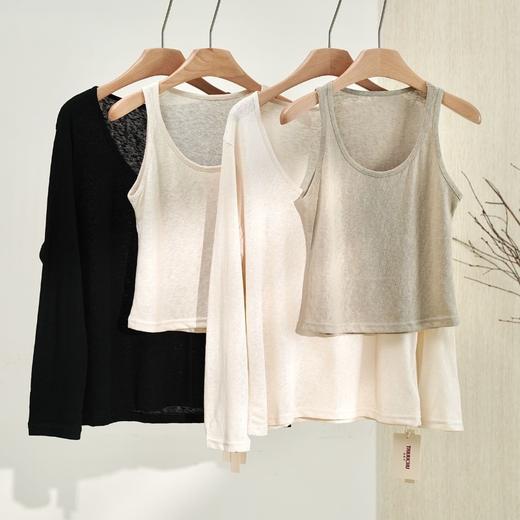 Triuuchu | 两件套纯欲风麻感棉锁骨T恤5005 商品图1