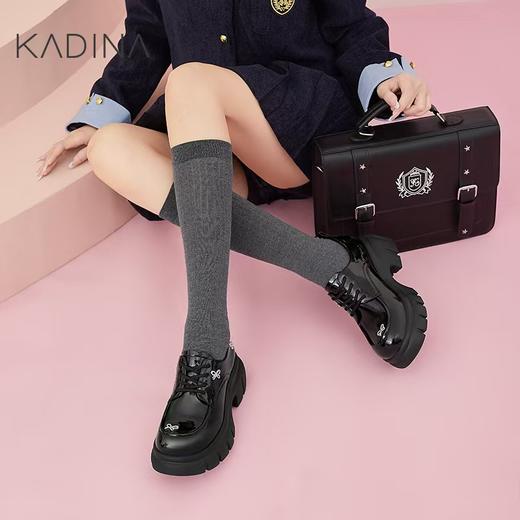 【KADINA】  AF3  卡迪娜2025春季新款潮酷甜美蝴蝶结厚底系带乐福鞋女单鞋KS250503 商品图1