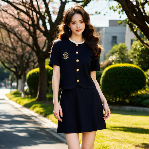 奢姿大码女装2025夏季绣花设计减龄针织两件套胖妹妹通勤时尚套装9452969750 商品图2