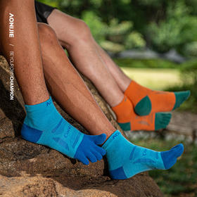 奥尼捷新款中筒运动五指袜透气耐磨防滑户外运动袜登山越野跑步骑行五指袜 混色3双装  E4838