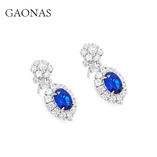 GAONAS 合成尖晶石【矿工的眼泪】经典璀璨隽永蓝色圆形耳环11301EB 商品图2
