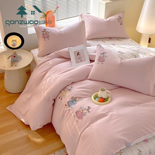 松植屋新品双层纱贴布刺绣四件套全棉有氧双层纱A类婴儿级裸睡标准，呵护你的每一寸肌肤 商品图8