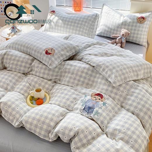 松植屋新品双层纱贴布刺绣四件套全棉有氧双层纱A类婴儿级裸睡标准，呵护你的每一寸肌肤 商品图3