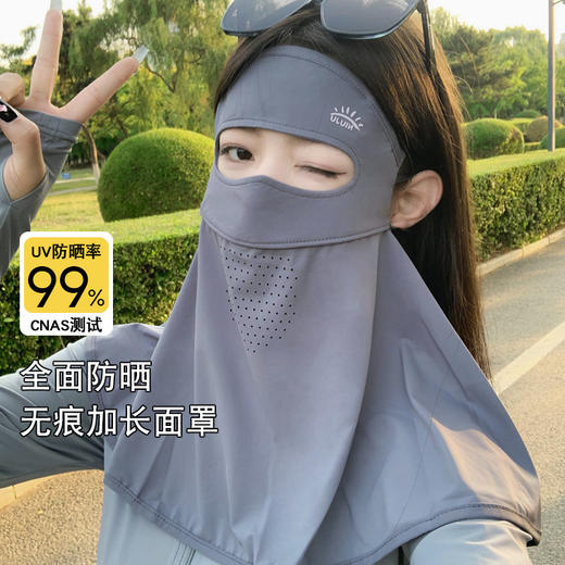 冰丝全脸防晒面罩女防紫外线护颈一体开车骑行口罩脸基尼遮阳脸罩 商品图0