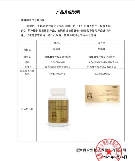 【全国包邮】精蕴喜活性叶酸复合多维片15g（0.5*30片）/盒 商品图5