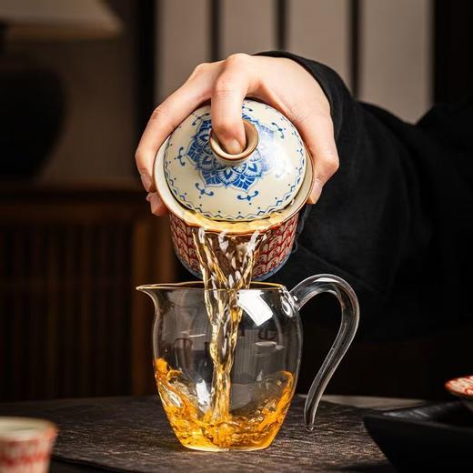 沁茶悦旅丨敦煌千佛汝瓷 悬停盖碗 1盖碗2杯套组 盖碗 150ml 品茗杯60ml  商品图3