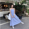 夏季新款【蓝色气质格子吊带连衣裙子】百搭小巧蝴蝶结 法式初恋系海边度假长裙 商品缩略图2