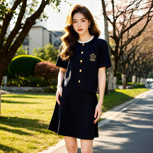 奢姿大码女装2025夏季绣花设计减龄针织两件套胖妹妹通勤时尚套装9452969750 商品图4