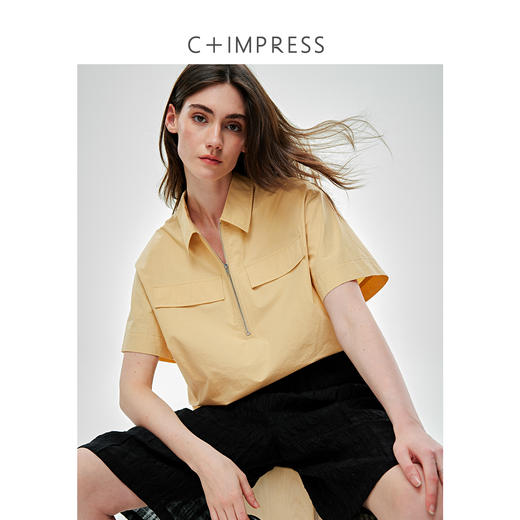 高密匹马棉松弛感宽松短袖衬衫/不对称分割伞摆半裙套装2025春CS2502023 商品图5