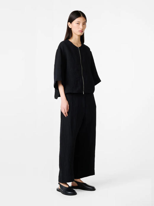 Studio Nicholson  深蓝色chalco肌理棉麻宽腿裤 商品图2