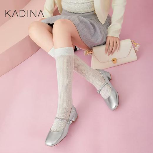 【KADINA】  AF3   卡迪娜2025春季新款中跟方头玛丽珍钻链女单鞋KS257706 商品图0