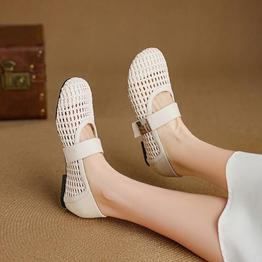 【预售5天】超软糯春夏季新款时尚编织镂空一字扣带玛丽珍鞋浅口圆头平底女单鞋NJMK&K1503 商品图1
