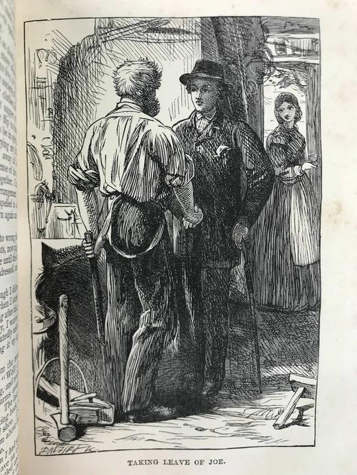 约19世纪后期 狄更斯《远大前程》 8幅插图 真皮精装36开 商品图5