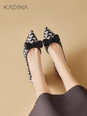 【KADINA】  AF3   卡迪娜2025年春夏季新款优雅法式细高跟蝴蝶结中空单凉鞋KM251507