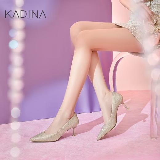 【KADINA】卡迪娜2025春季新款细高跟电镀跟烫钻优雅时装女单鞋KS250502 商品图1