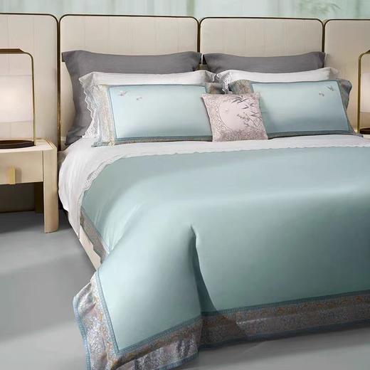 10楼罗卡芙/ 惠谊新中式100支新疆长绒棉贡缎色织提花四件套 春满华枝220* 240cm吊牌价4980元 活动4280元 商品图1