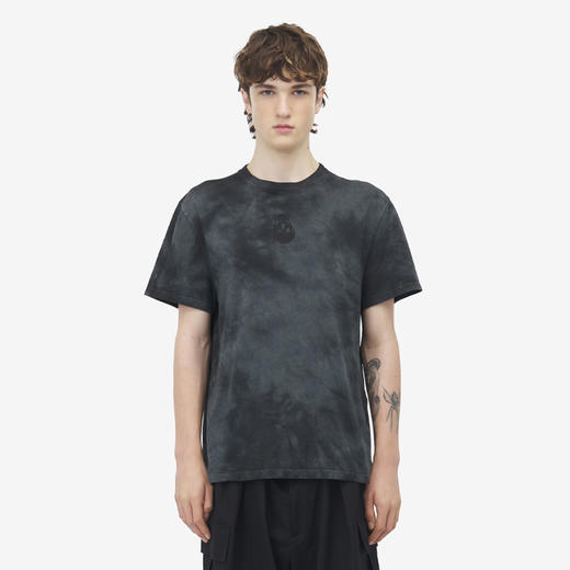 ALEXANDER MCQUEEN 麦昆 男士倒置骷髅徽标刺绣棉质圆领短袖T恤 黑色 808915 QXABL 1000 商品图1