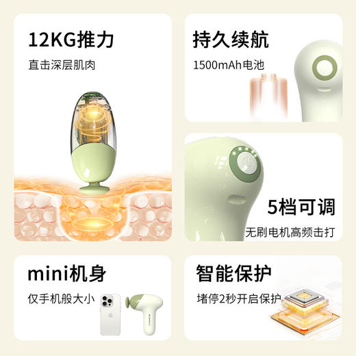 和正mini筋膜枪 便携式口袋家用按摩器 健身运动专业级肌肉放松器 38女神节礼物送女友 迷你筋膜枪 HZ-JMQ-10 商品图2