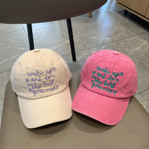 韩版ins水洗字母刺绣棒球帽子女美式复古做旧鸭舌帽夏季遮阳帽男 商品图3