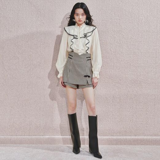 MAXRIENY精致复古感千格鸟A字阔腿短裙裤女 商品图1