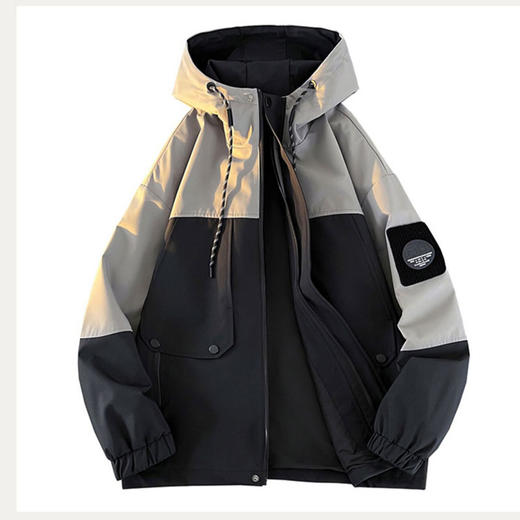 半身缘男装 春季防水户外登山服冲锋衣防风拼接撞色外套261112U01312089 商品图3