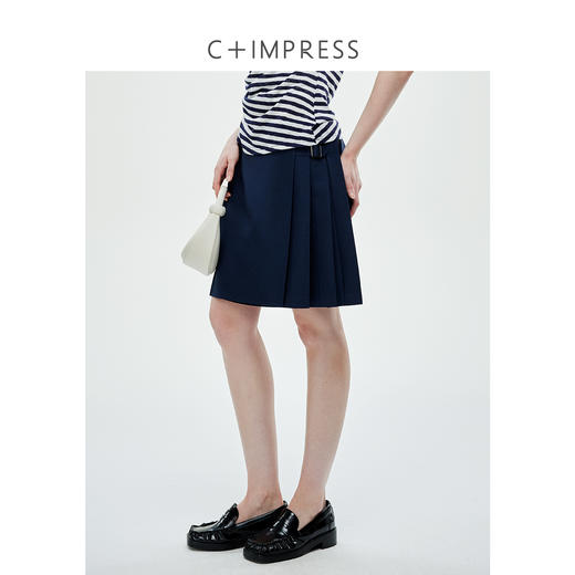 羊毛混纺知识分子重工低腰显瘦百褶半裙2025春BQ2501008 商品图1