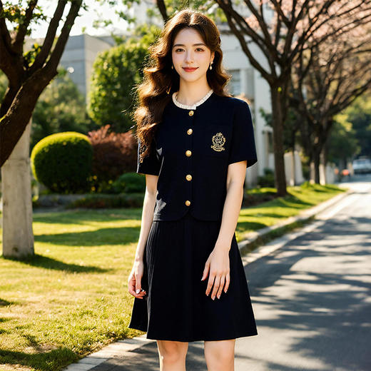 奢姿大码女装2025夏季绣花设计减龄针织两件套胖妹妹通勤时尚套装9452969750 商品图1