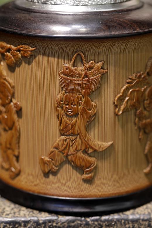 吉祥八宝°锡胆竹雕茶叶罐 商品图14