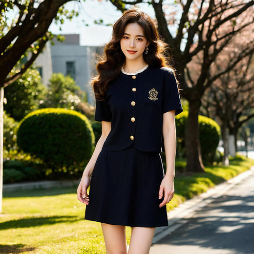 奢姿大码女装2025夏季绣花设计减龄针织两件套胖妹妹通勤时尚套装9452969750 商品图0