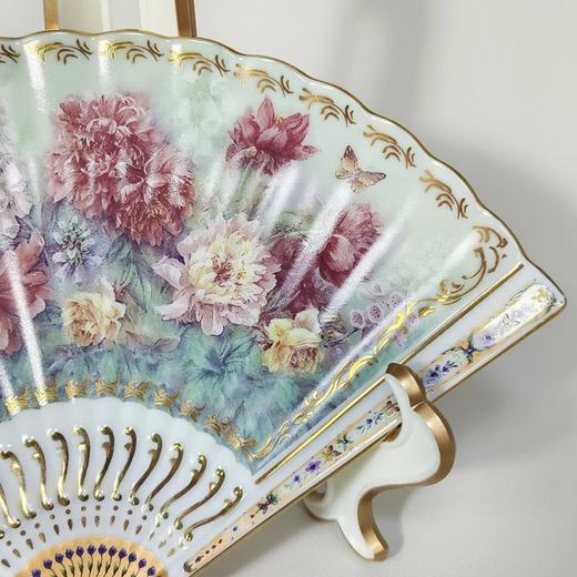 1998年布拉德福德交易所限量发行，丽娜刘扇形鎏金花卉挂盘，绽放之美系列 商品图12