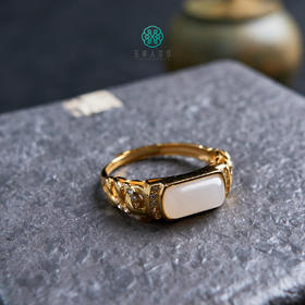 DS925和田玉戒指-白玉马鞍可调节戒指约11*6mm