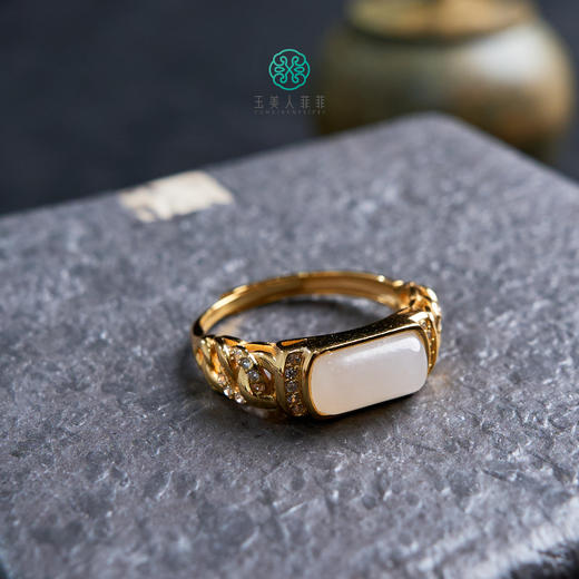 DS925和田玉戒指-白玉马鞍可调节戒指约11*6mm 商品图0