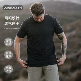 [预售15天]灰壳夏季美利奴羊毛速干衣户外运动男士速干T美丽诺羊毛圆领短袖