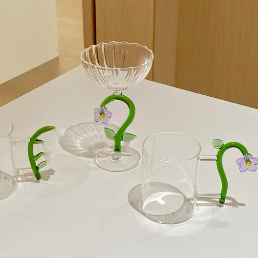 ICHENDORF 植物园系列意大利进口手工可爱立体花型耐热玻璃水杯 商品图0