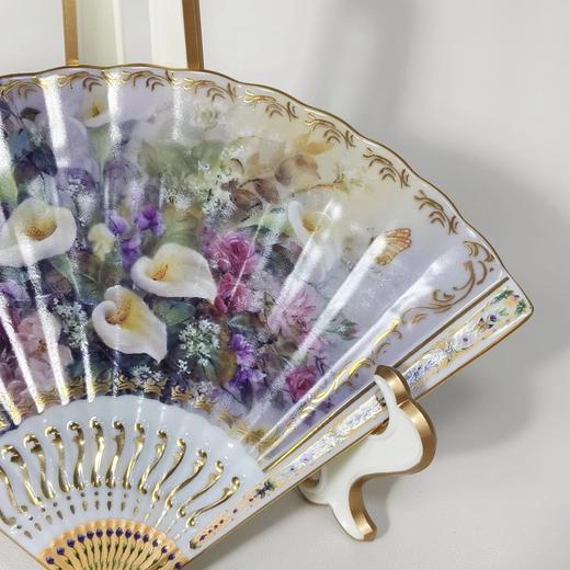 1998年布拉德福德交易所限量发行，丽娜刘扇形鎏金花卉挂盘，绽放之美系列 商品图7