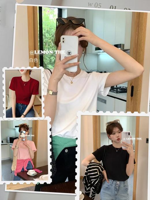 🔥🔥🔥现货【王炸爆款】2025弹力棉圆领百搭短款T恤02316-喜出 商品图0
