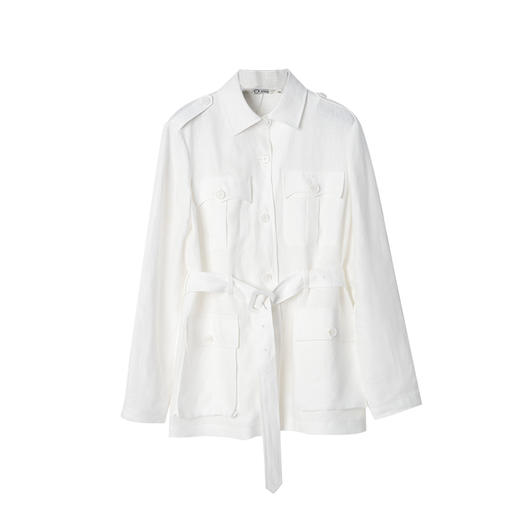 气质通勤高智工装亚麻白色外套2025春 商品图4