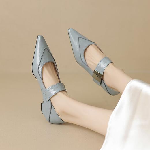 【预售5天】四季款小方头低跟浅口单鞋真皮复古风通勤玛丽珍鞋WXJFG&W423 商品图3