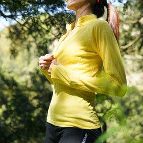 灰壳户外女半拉链美利奴羊毛速干衣美丽诺长袖徒步爬山打底T恤