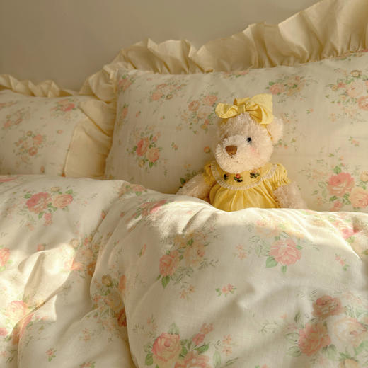 顶柔花边小碎花双层纱四件套-TJ1672 商品图3