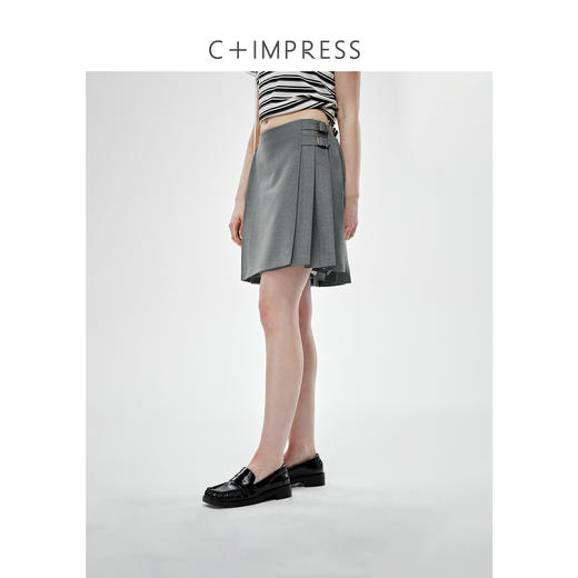 羊毛混纺知识分子重工低腰显瘦百褶半裙2025春BQ2501008 商品图0