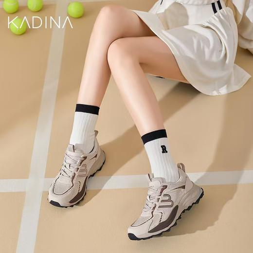 【KADINA】   AF3   卡迪娜2025春季新款厚底增高爱心银色休闲老爹鞋女KCS258603 商品图0