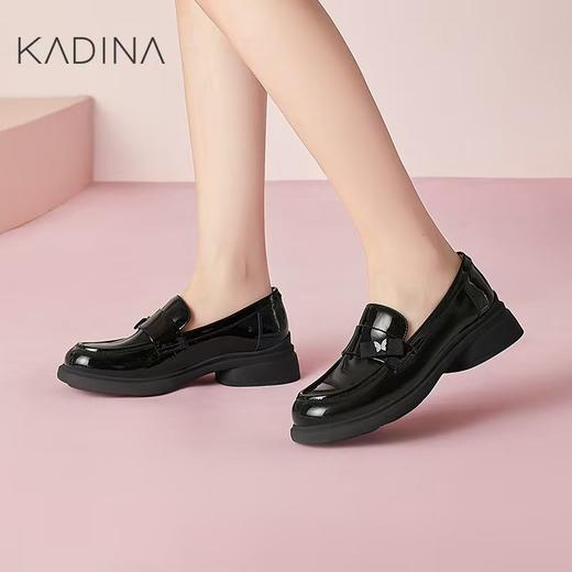 【KADINA】  AF3   卡迪娜2025春季新款水钻蝴蝶厚底乐福鞋小皮鞋女单鞋KS254101 商品图0